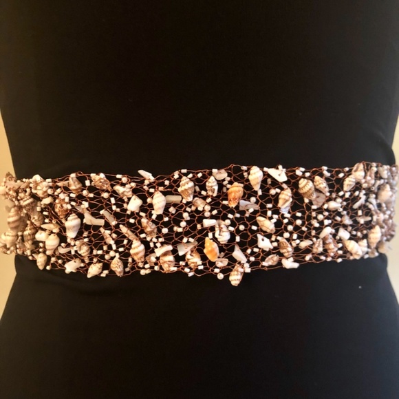 NWOT Copper Hand Woven Sea Shell Belt with Ties - Picture 4 of 16